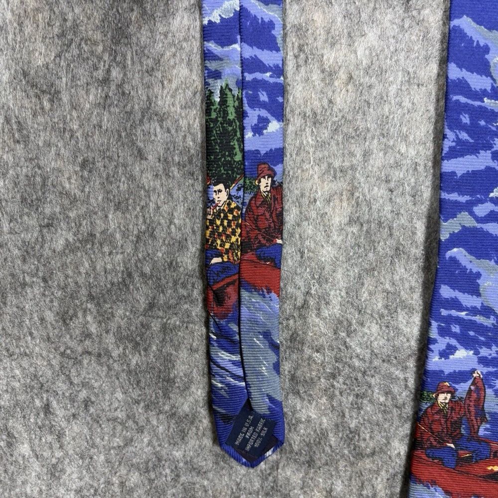 Vintage GAP Fishing Hunting Neck Tie Outdoors 90s‎ USA Silk Blue Nature - Picture 3 of 9